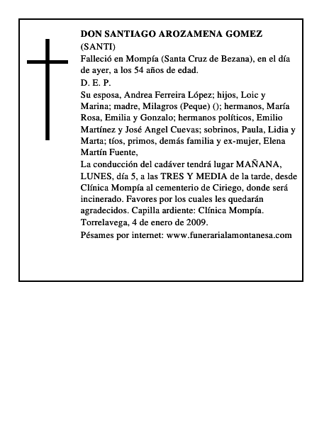DON SANTIAGO AROZAMENA GOMEZ