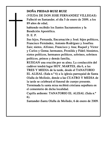 DOÑA PIEDAD RUIZ RUIZ