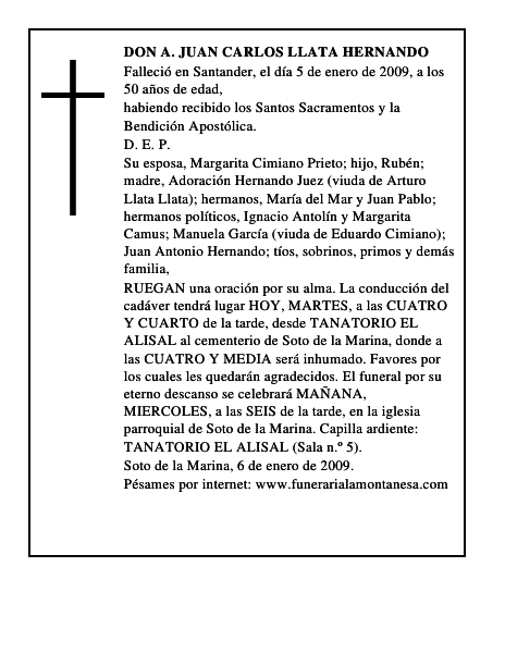 DON A. JUAN CARLOS LLATA HERNANDO