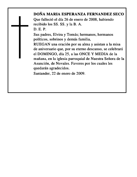 DOÑA MARIA ESPERANZA FERNANDEZ SECO