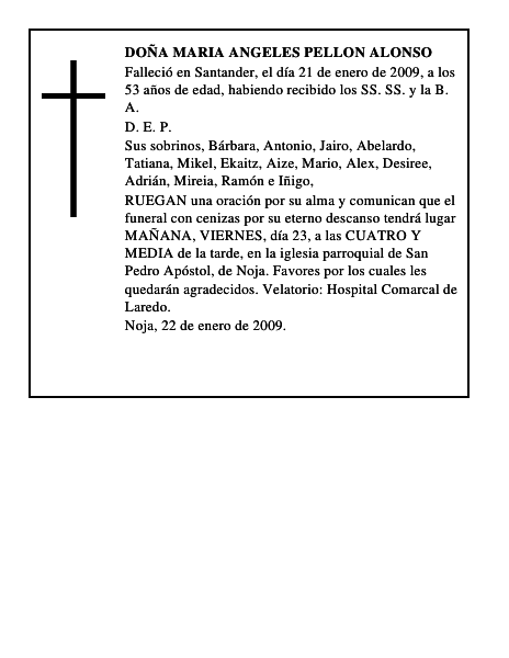 DOÑA MARIA ANGELES PELLON ALONSO