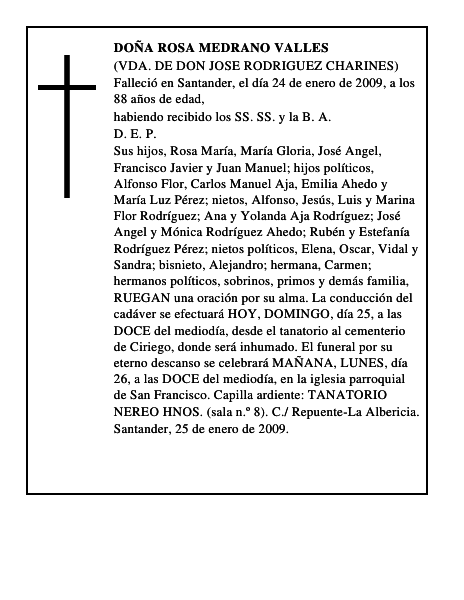 DOÑA ROSA MEDRANO VALLES