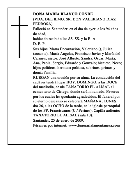 DOÑA MARIA BLANCO CONDE