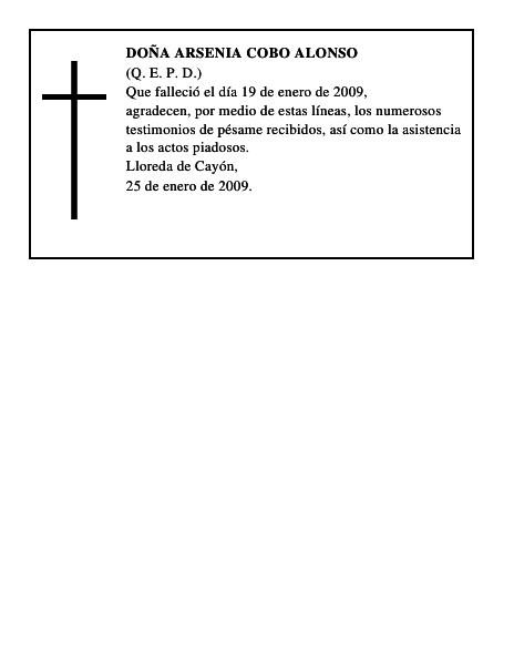 DOÑA ARSENIA COBO ALONSO