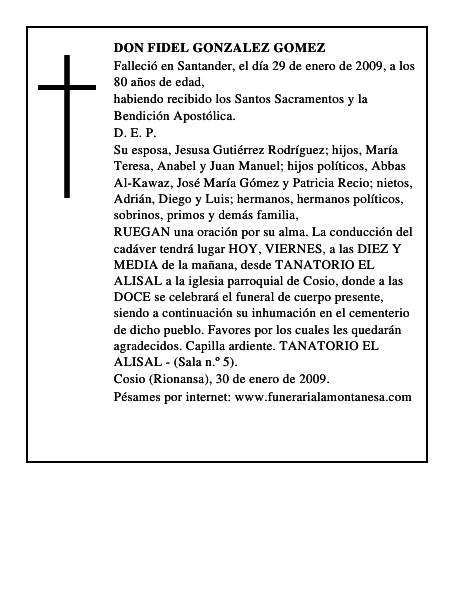 DON FIDEL GONZALEZ GOMEZ