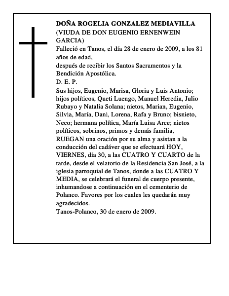 DOÑA ROGELIA GONZALEZ MEDIAVILLA