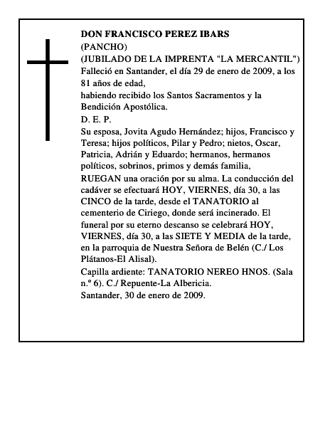 DON FRANCISCO PEREZ IBARS