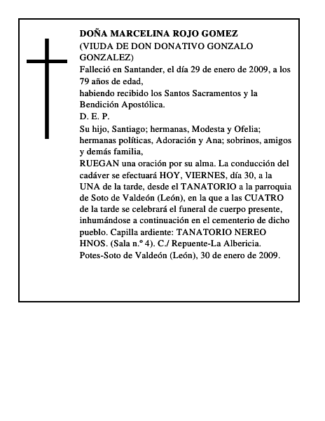 DOÑA MARCELINA ROJO GOMEZ