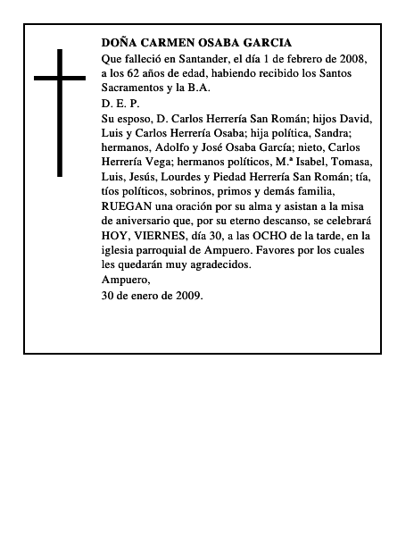 DOÑA CARMEN OSABA GARCIA