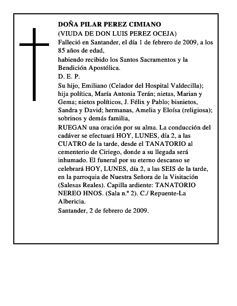 DOÑA PILAR PEREZ CIMIANO