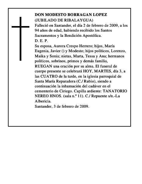 DON MODESTO BORRAGAN LOPEZ