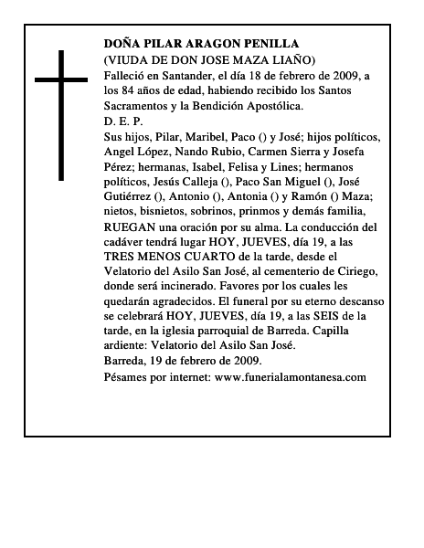 DOÑA PILAR ARAGON PENILLA
