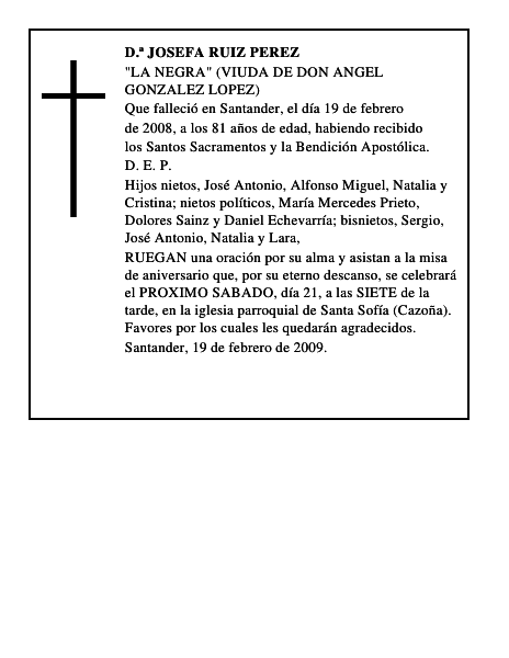 D.ª JOSEFA RUIZ PEREZ