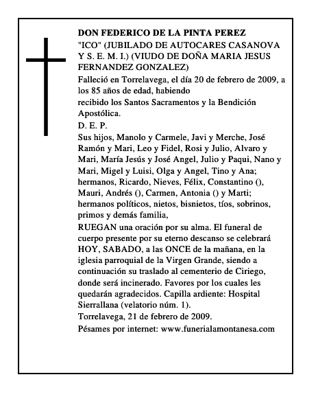 DON FEDERICO DE LA PINTA PEREZ