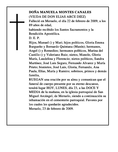 DOÑA MANUELA MONTES CANALES