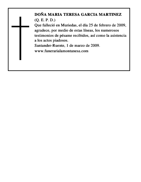 DOÑA MARIA TERESA GARCIA MARTINEZ
