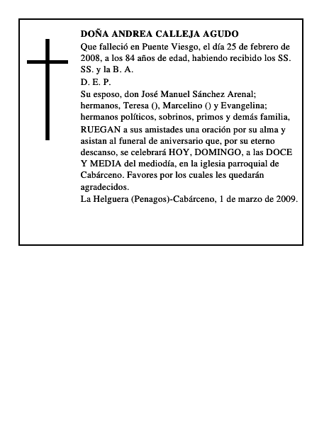 DOÑA ANDREA CALLEJA AGUDO