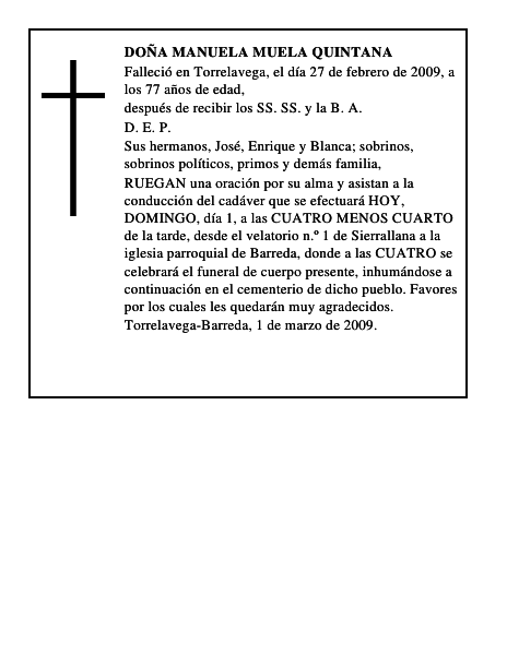 DOÑA MANUELA MUELA QUINTANA