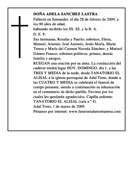DOÑA ADELA SANCHEZ LASTRA
