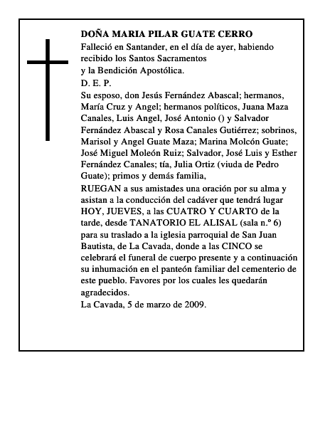 DOÑA MARIA PILAR GUATE CERRO