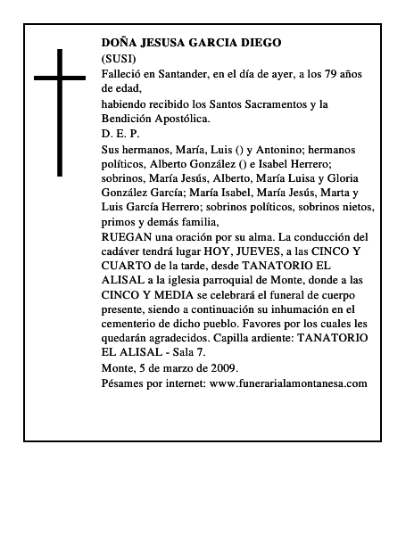 DOÑA JESUSA GARCIA DIEGO