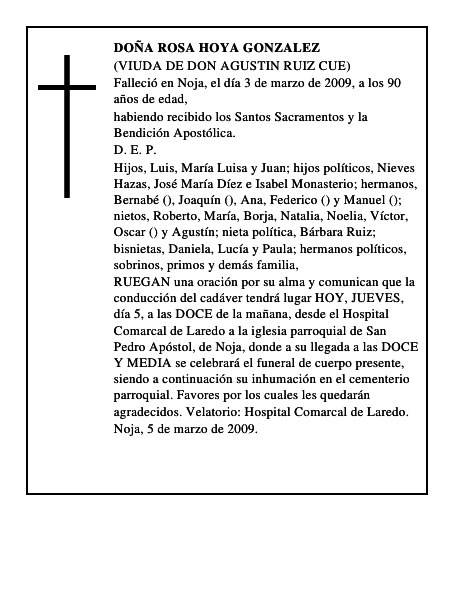 DOÑA ROSA HOYA GONZALEZ