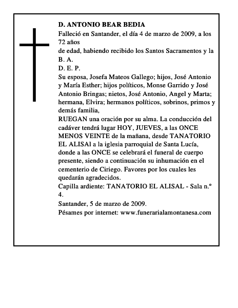 D. ANTONIO BEAR BEDIA