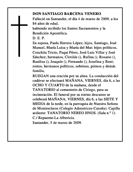 DON SANTIAGO BARCENA VENERO