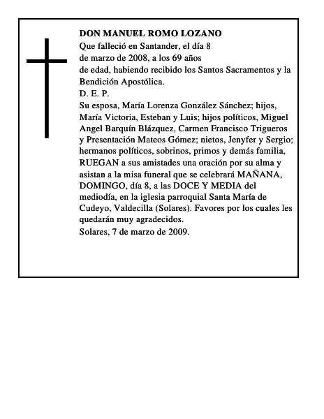 DON MANUEL ROMO LOZANO