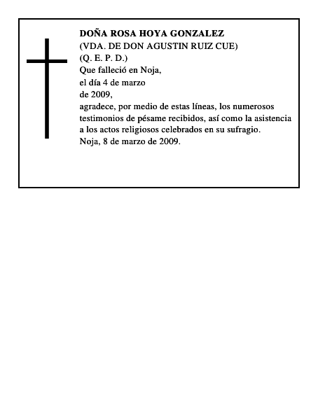 DOÑA ROSA HOYA GONZALEZ