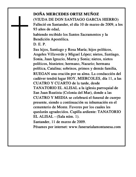 DOÑA MERCEDES ORTIZ MUÑOZ