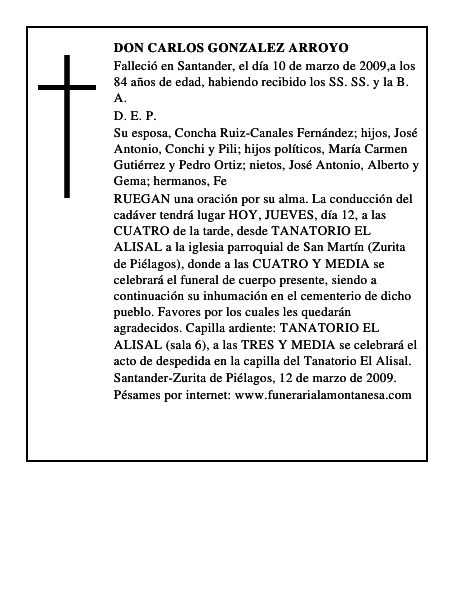DON CARLOS GONZALEZ ARROYO