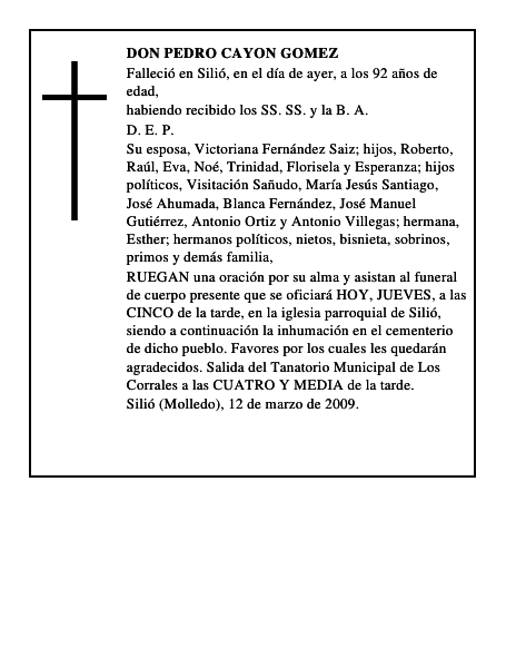 DON PEDRO CAYON GOMEZ