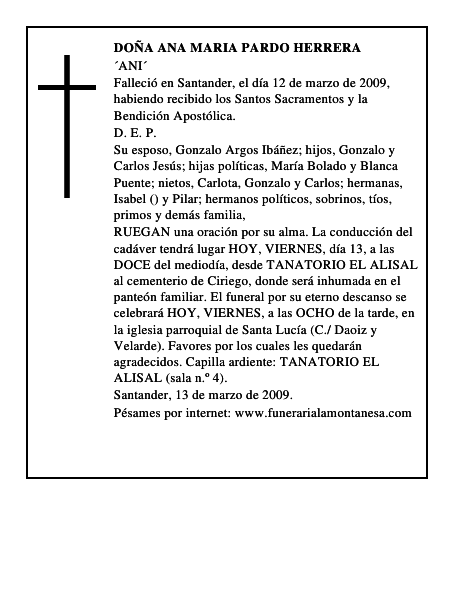 DOÑA ANA MARIA PARDO HERRERA
