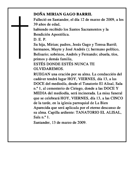 DOÑA MIRIAN GAGO BARRIL