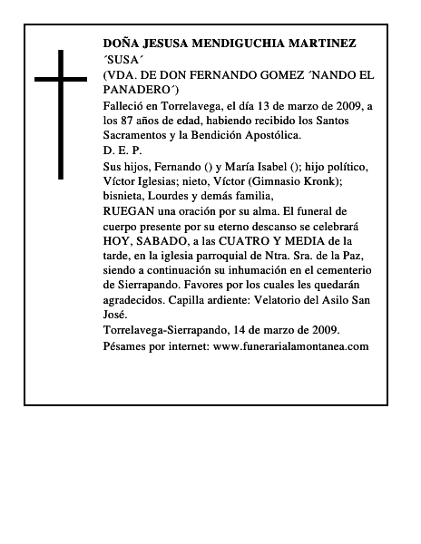 DOÑA JESUSA MENDIGUCHIA MARTINEZ
