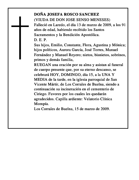 DOÑA JOSEFA ROSCO SANCHEZ