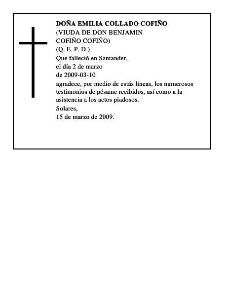 DOÑA EMILIA COLLADO COFIÑO