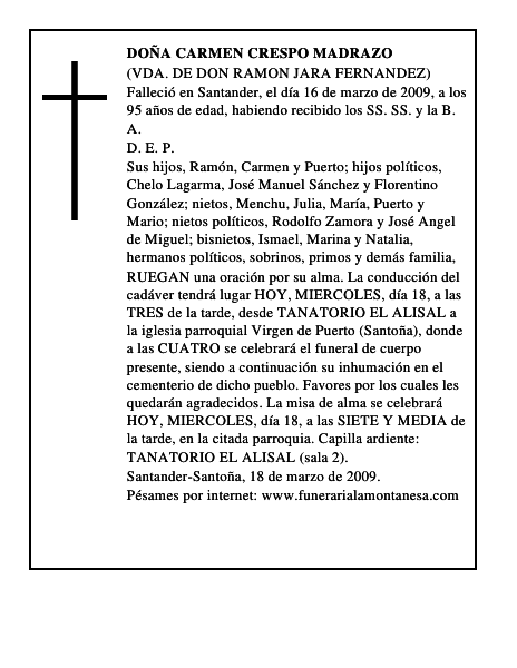DOÑA CARMEN CRESPO MADRAZO