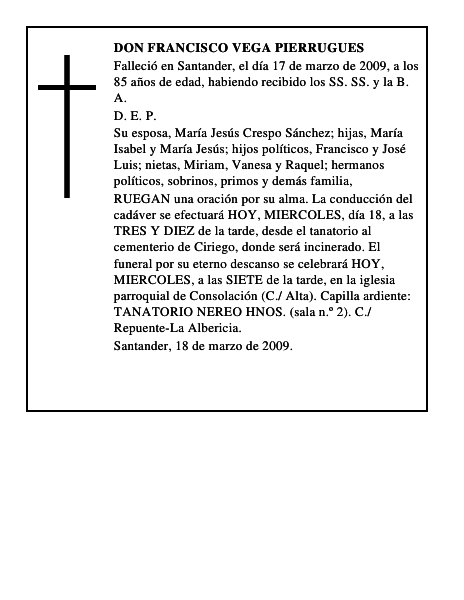 DON FRANCISCO VEGA PIERRUGUES