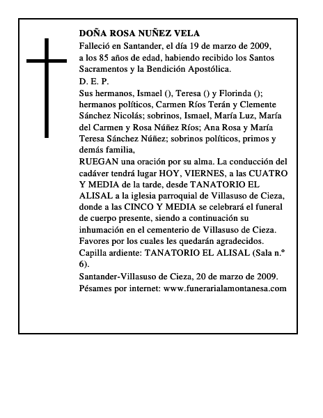 DOÑA ROSA NUÑEZ VELA