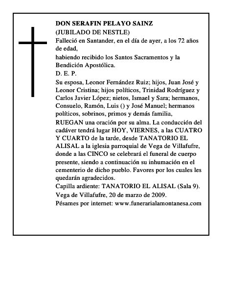 DON SERAFIN PELAYO SAINZ