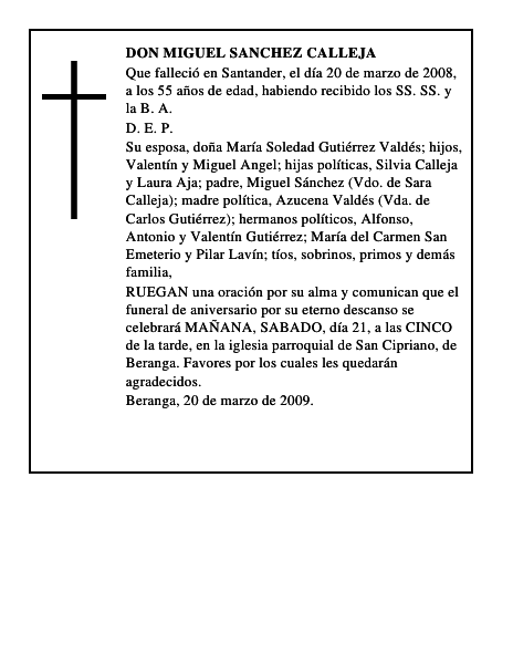 DON MIGUEL SANCHEZ CALLEJA