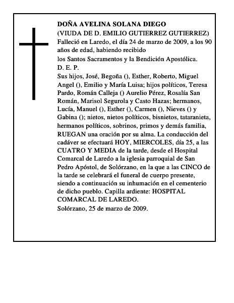 DOÑA AVELINA SOLANA DIEGO