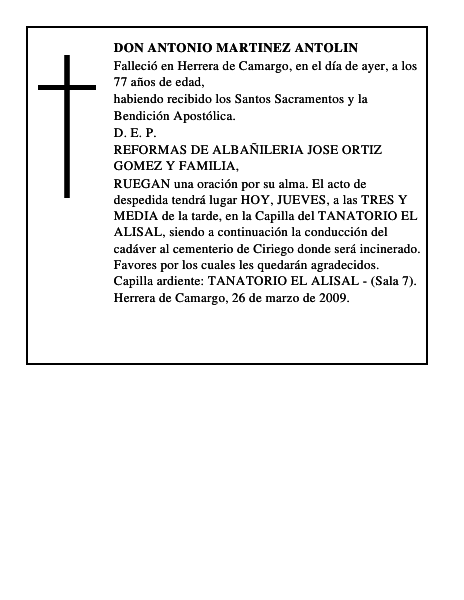 DON ANTONIO MARTINEZ ANTOLIN