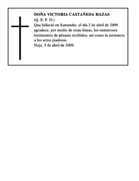 DOÑA VICTORIA CASTAÑEDA HAZAS