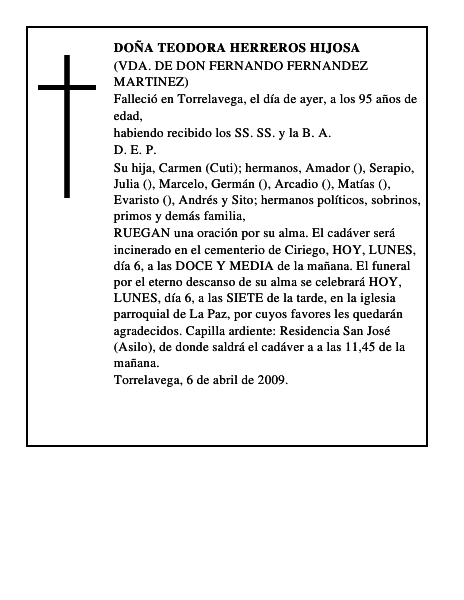 DOÑA TEODORA HERREROS HIJOSA