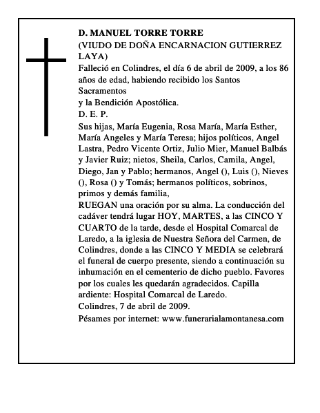 D. MANUEL TORRE TORRE