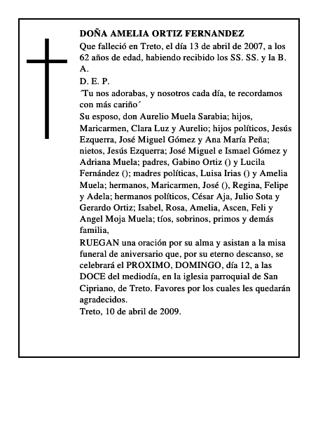 DOÑA AMELIA ORTIZ FERNANDEZ