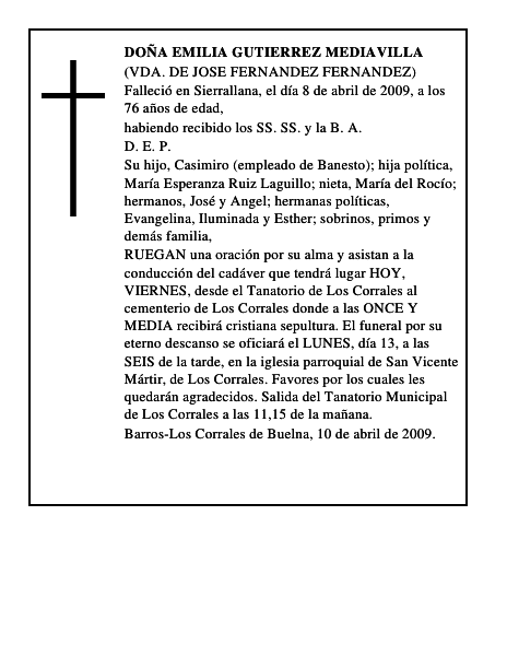 DOÑA EMILIA GUTIERREZ MEDIAVILLA